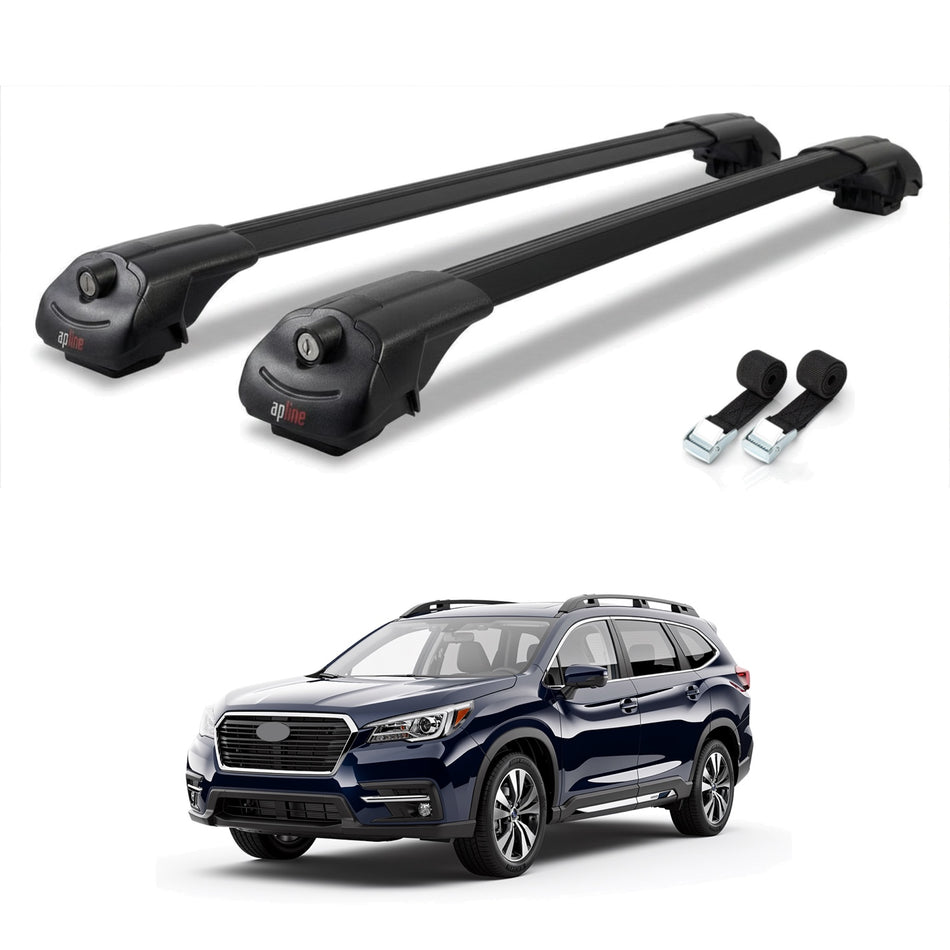Roof Bars Compatible with Subaru Ascent 2019-2025, Black, 2 Bars with Straps