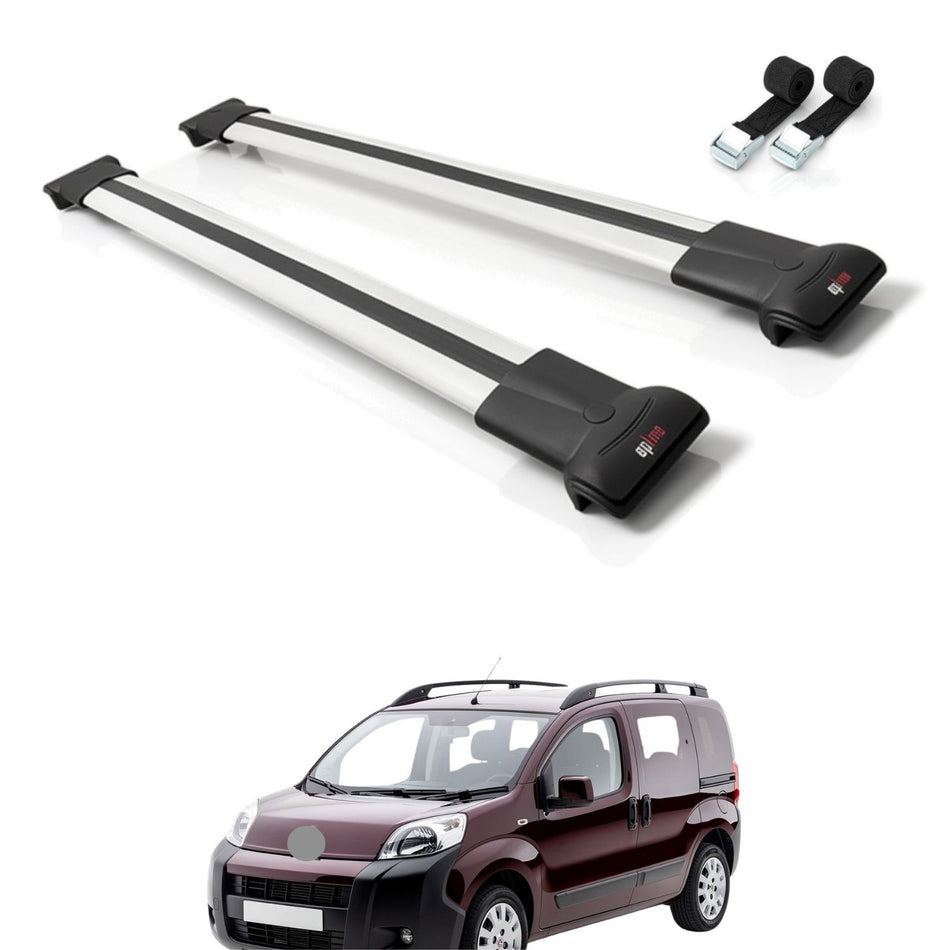 Roof Bars Compatible with Citroen Nemo 3 (225) 2008-2017, Grey, 2 Bars with Straps