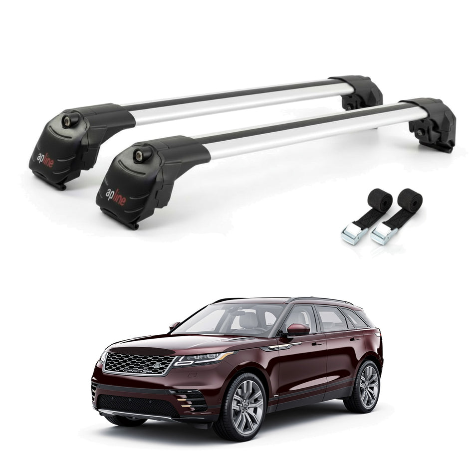 Roof Bars Compatible with Land Rover Range Rover Velar 2018-2024, Grey, 2 Bars with Straps