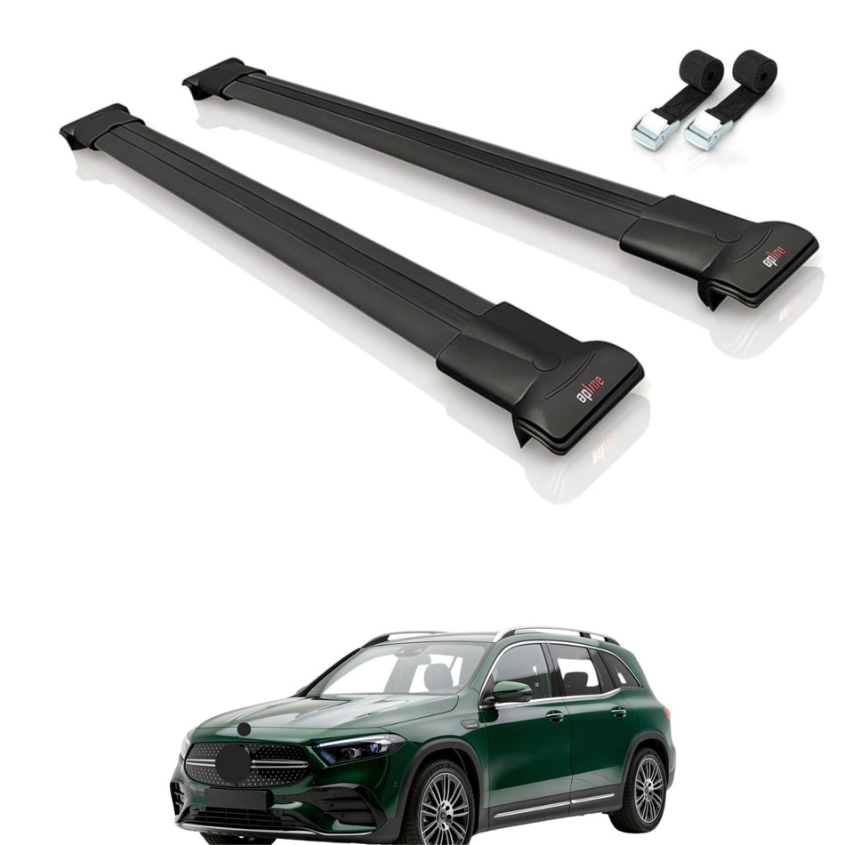 Roof Bars Compatible with Mercedes EQB (X243) 2021-2025, Black, 2 Bars with Straps