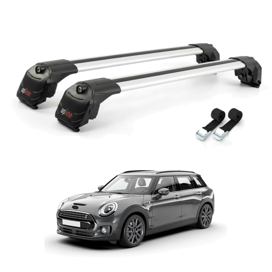 Roof Bars Compatible with Mini Clubman F54 2016-2024, Grey, 2 Bars with Straps