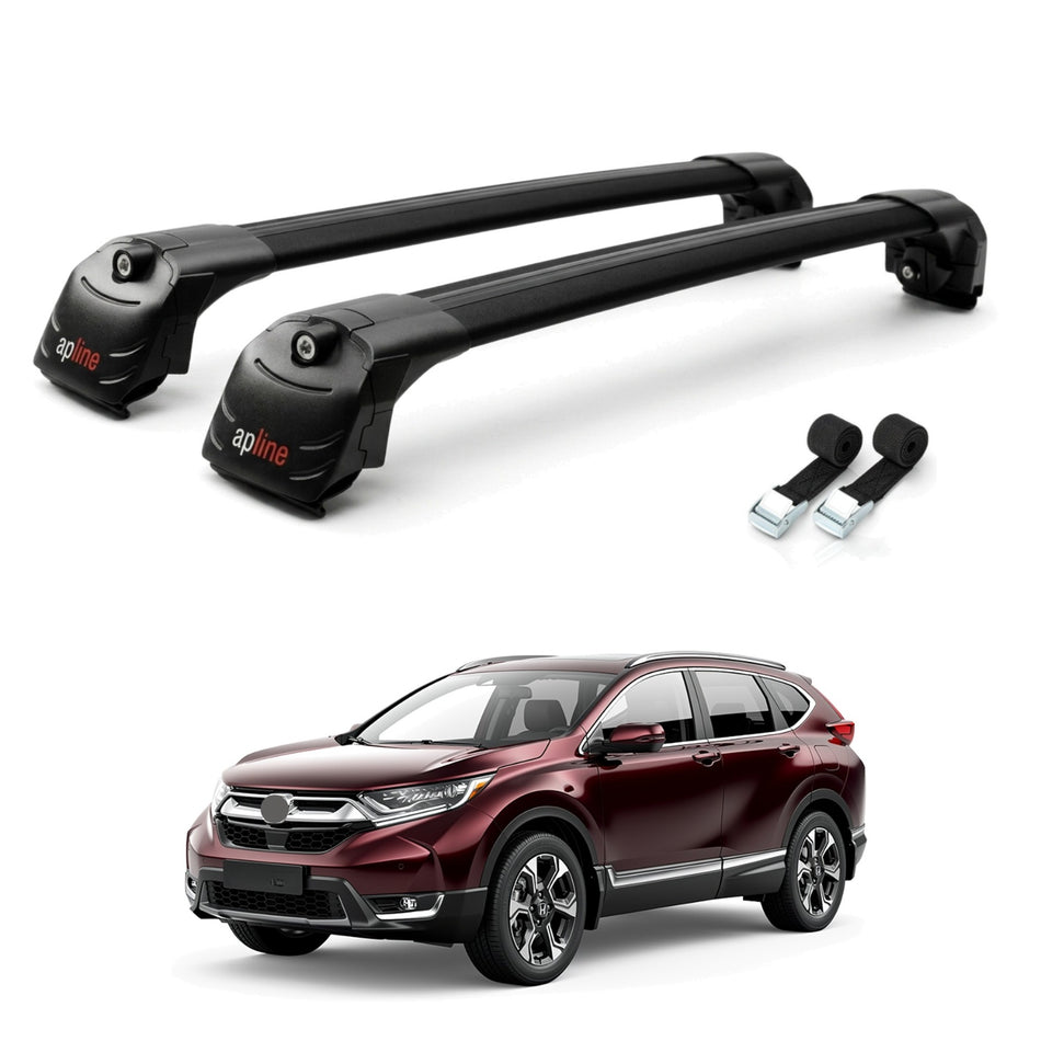 Roof Bars Compatible with Honda CR-V 5 2017-2022, Black, 2 Bars with Straps