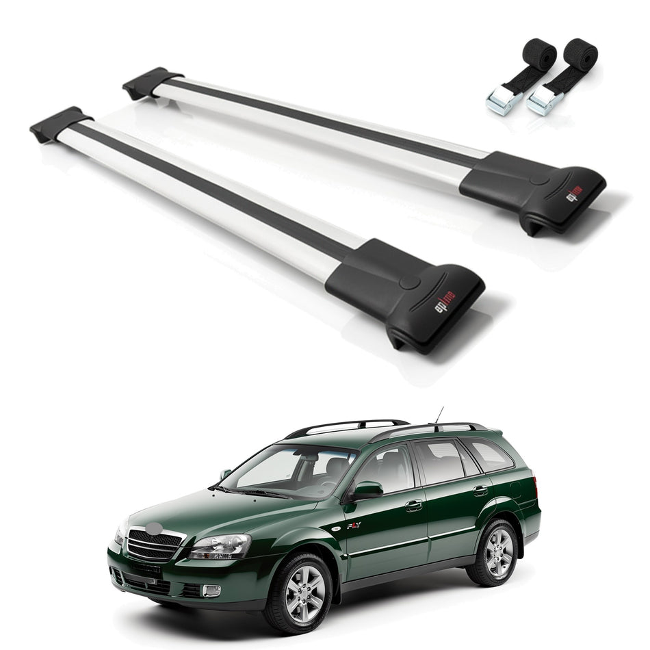 Roof Bars Compatible with Daewoo Winstorm MaXX 2006-2011, Grey, 2 Bars with Straps