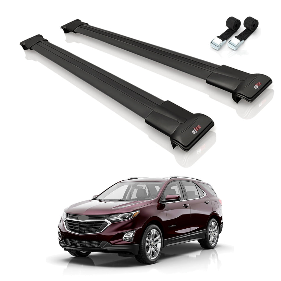 Roof Bars Compatible with Chevrolet Equinox 2018-2024, Black, 2 Bars with Straps