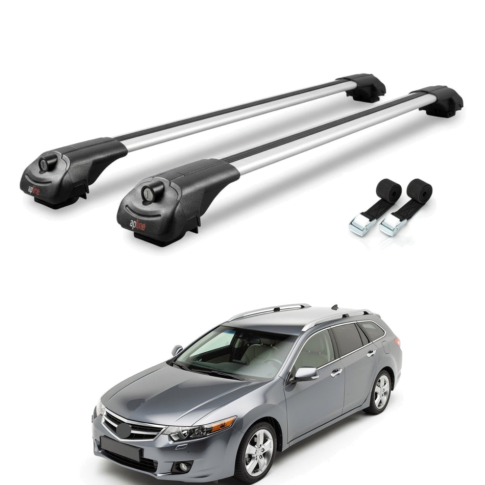 Roof Bars Compatible with Honda Accord Tourer 2008-2012, Grey, 2 Bars with Straps.