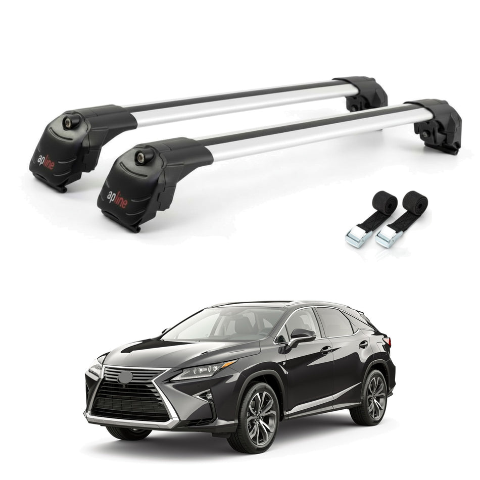 Roof Bars Compatible with Lexus RX 4 (AL20) 2016-2022, Grey, 2 Bars with Straps