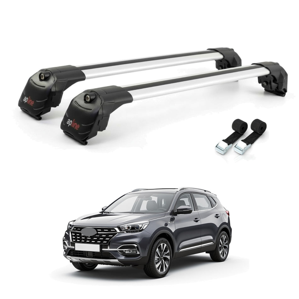 Roof Bars Compatible with Chery Tiggo 7 (T15) 2016-2019, Grey, 2 Bars with Straps