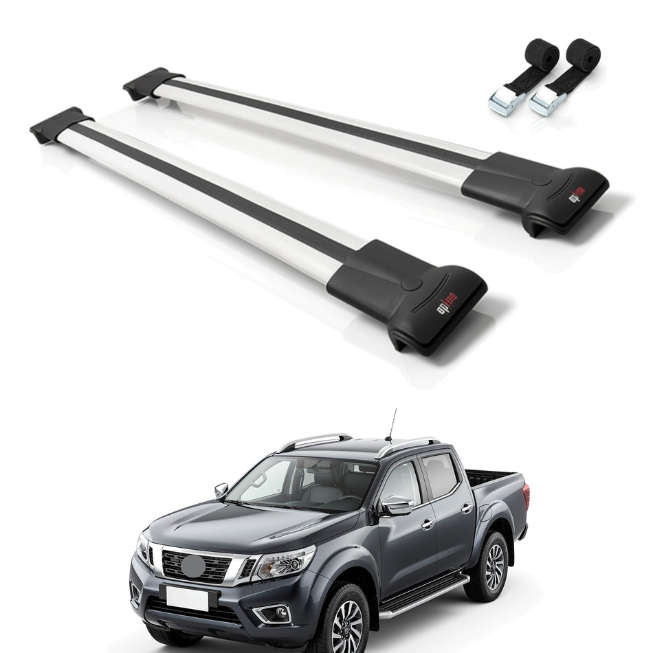 Roof Bars Compatible with Nissan Navara 4 (D23) 2015-2021, Grey, 2 Bars with Straps