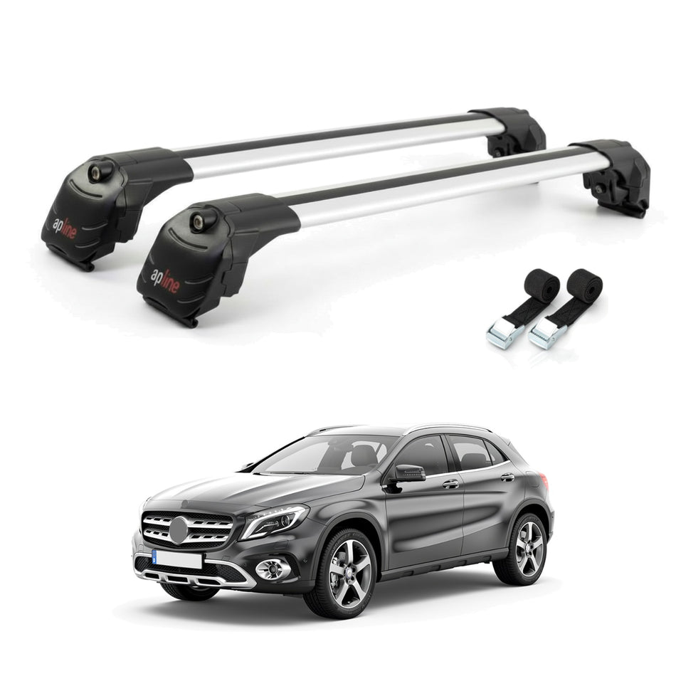Roof Bars Compatible with Mercedes GLA Class (X156) 2014-2019, Grey, 2 Bars with Straps