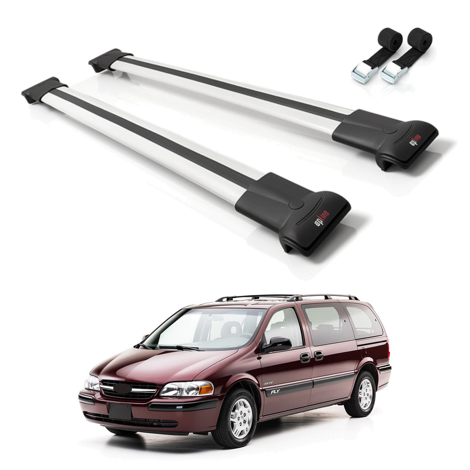 Roof Bars Compatible with Chevrolet Venture 1997-2004, Grey, 2 Bars with Straps