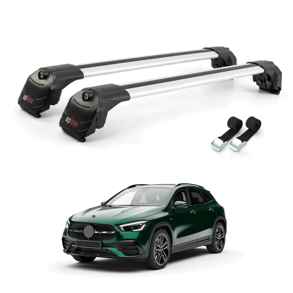 Roof Bars Compatible with Mercedes GLA Class 2 (H247) 2020-2025, Grey, 2 Bars with Straps
