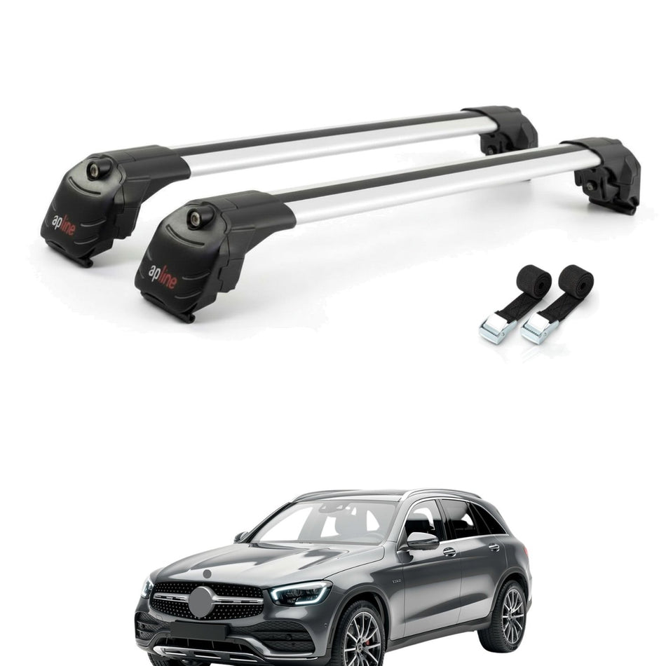 Roof Bars Compatible with Mercedes GLC Class 2 (X254) 2023-2025, Grey, 2 Bars with Straps