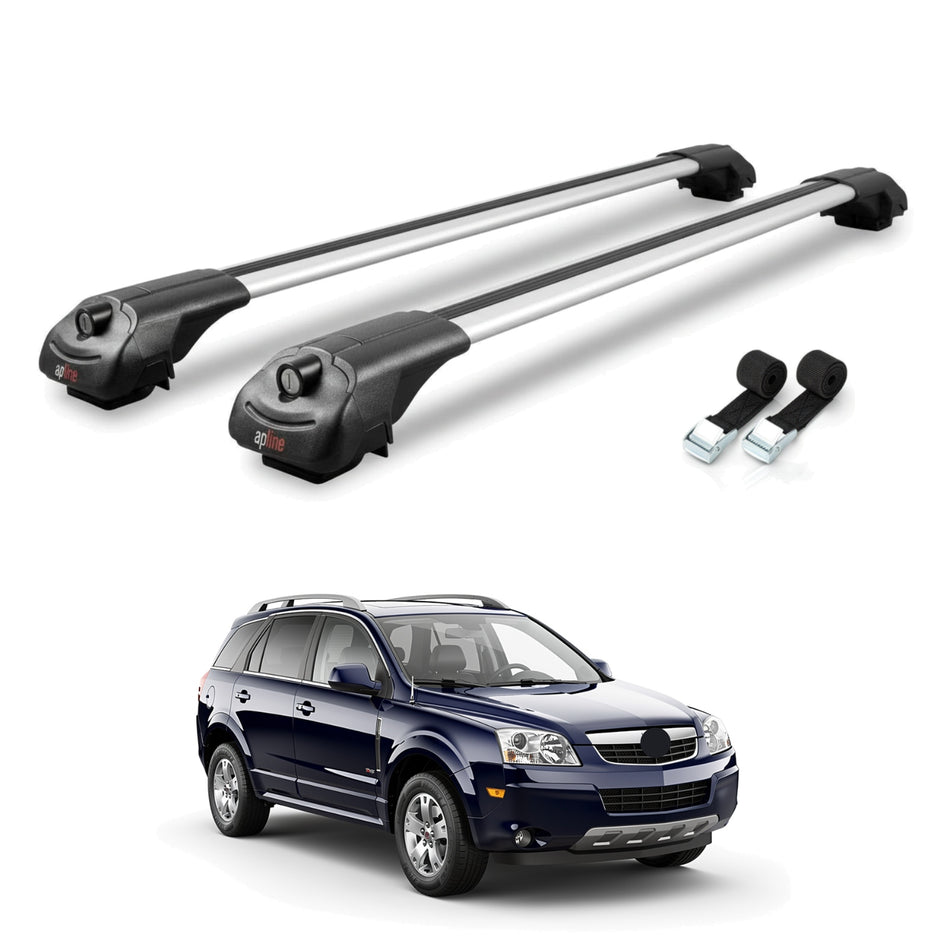 Roof Bars Compatible with Saturn Vue 2 2008-2010, Grey, 2 Bars with Straps.