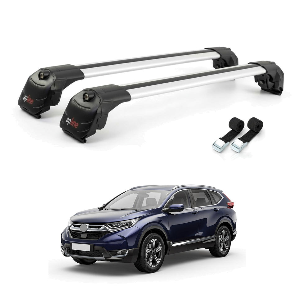 Roof Bars Compatible with Honda CR-V 5 2017-2022, Grey, 2 Bars with Straps