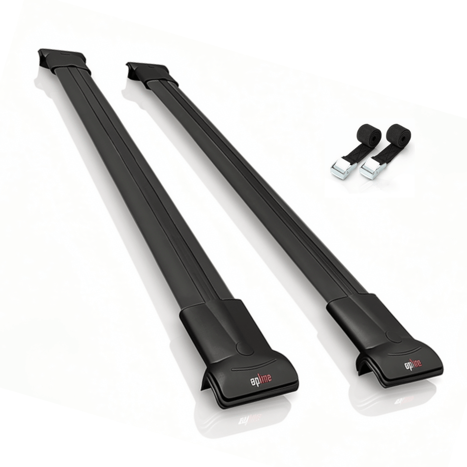 Roof Bars Compatible with Peugeot Partner Post-Facelift 2003-2008, Black, 2 Bars with Straps